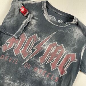 Affliction AC/DC Devil on Wheels American Customs Mens T-Shirt Small S Distessed